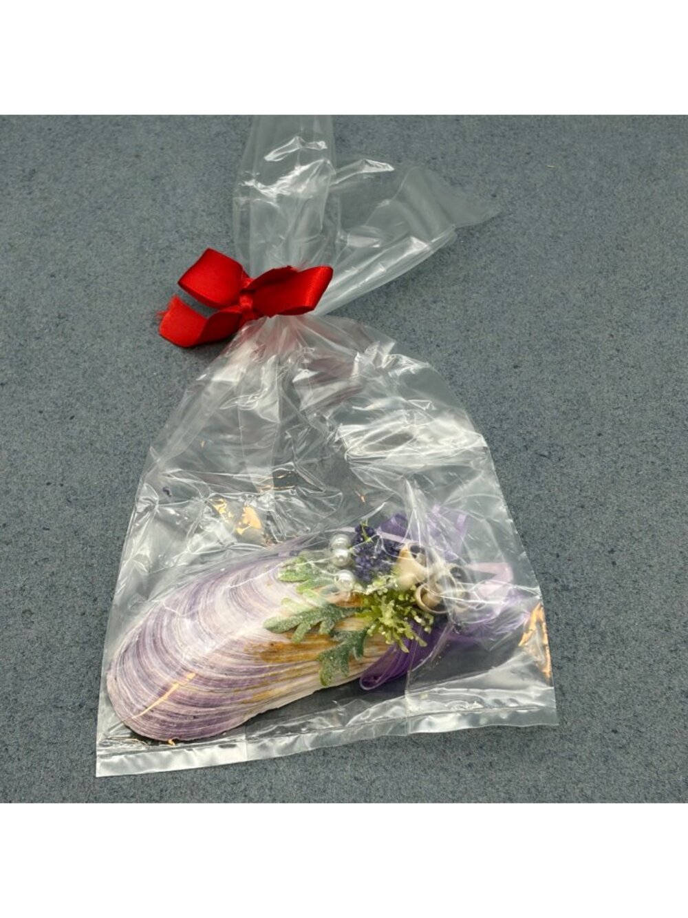 Decorative Lavender Seashell Ornament Ribbon Accents Gift Coastal Beach Cottage